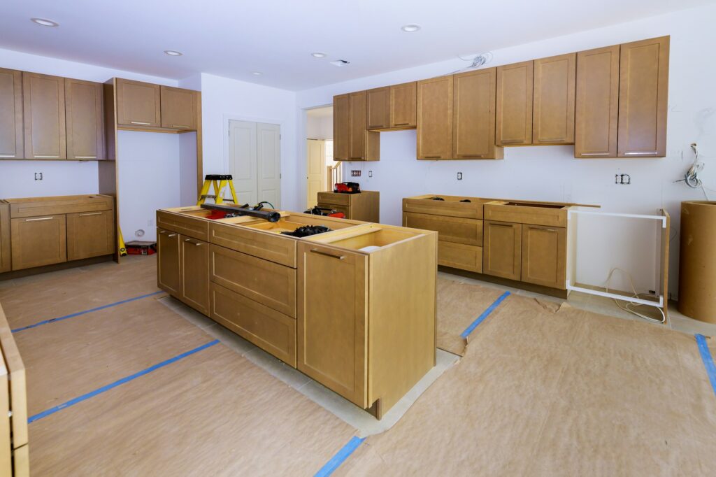 Installation of kitchen cabinets remodel