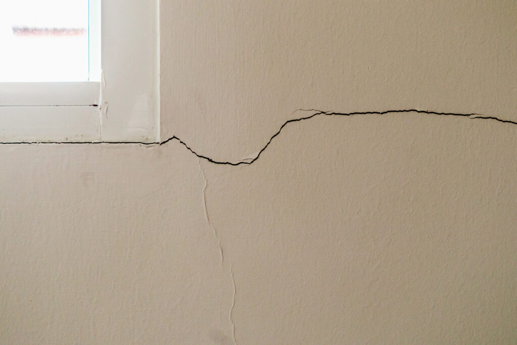 Wall crack near window